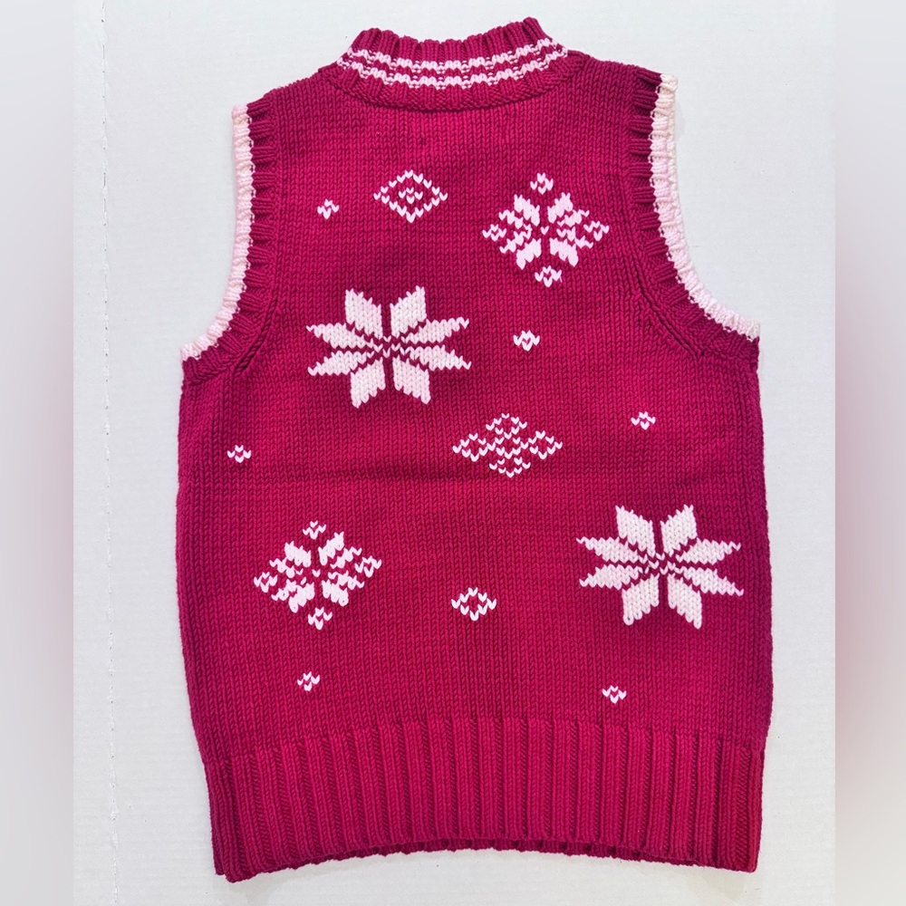 VTG Tommy Hilfiger Snowflake Knitted Sweater Vest Red and White